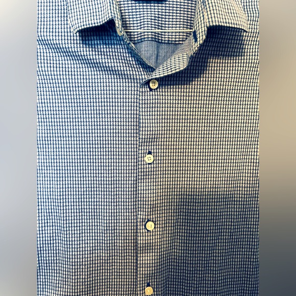 Hart Schaffner Marx Amare Men’s Long Sleeve Houndstooth Print Button Down Shirt - Picture 2 of 7